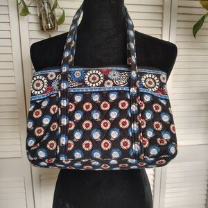 Vera Bradley Black and Blue Owls And Floral Pattern Shoulder Bag